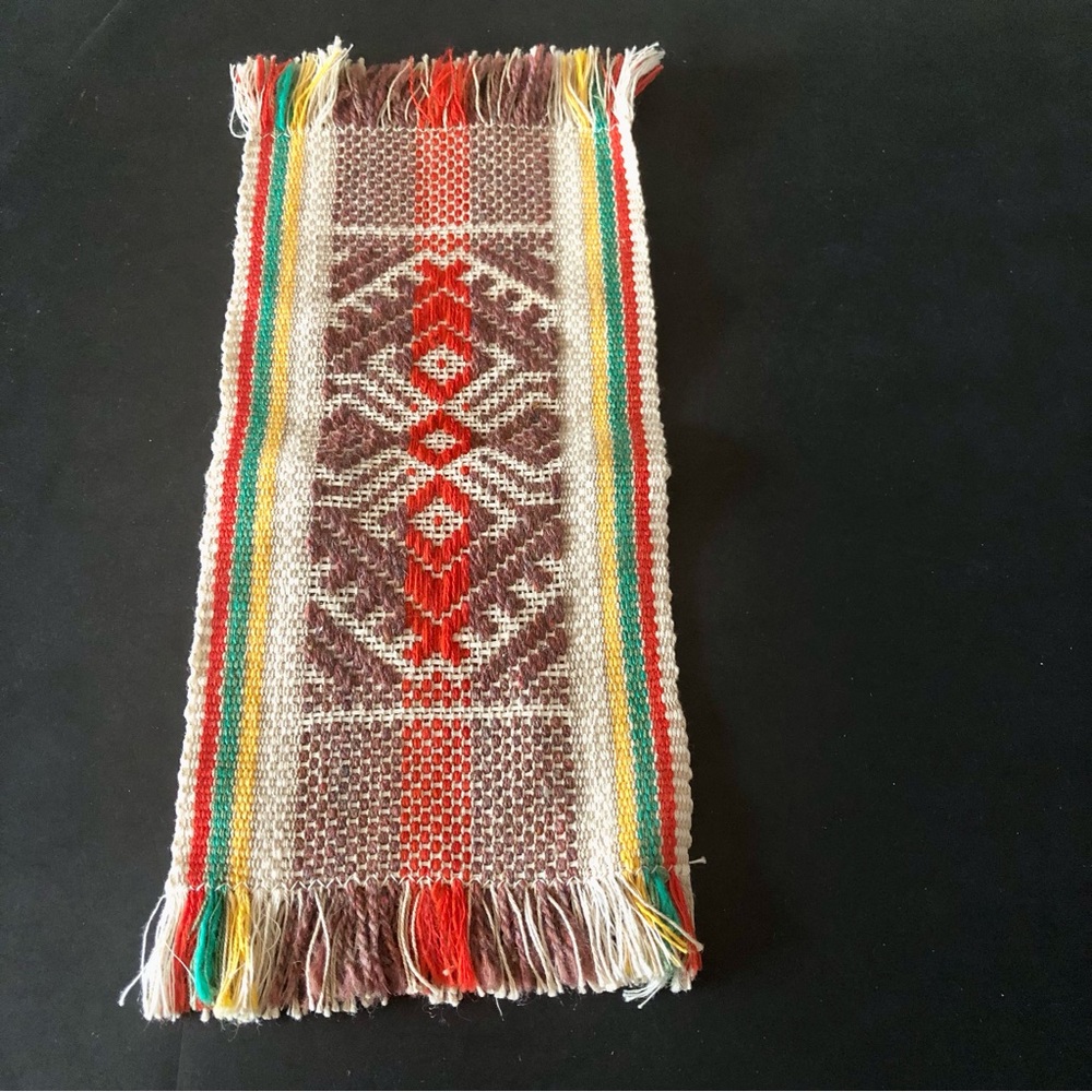 Vintage Lithuanian Hand Woven Wide Ribbon with Traditional Colors